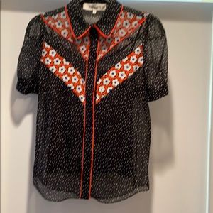Diane Von Furstenberg sheer blouse with camisole